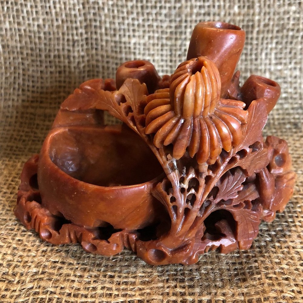 Vintage Stone Chinese Ink Well - Brush Pot  MCM